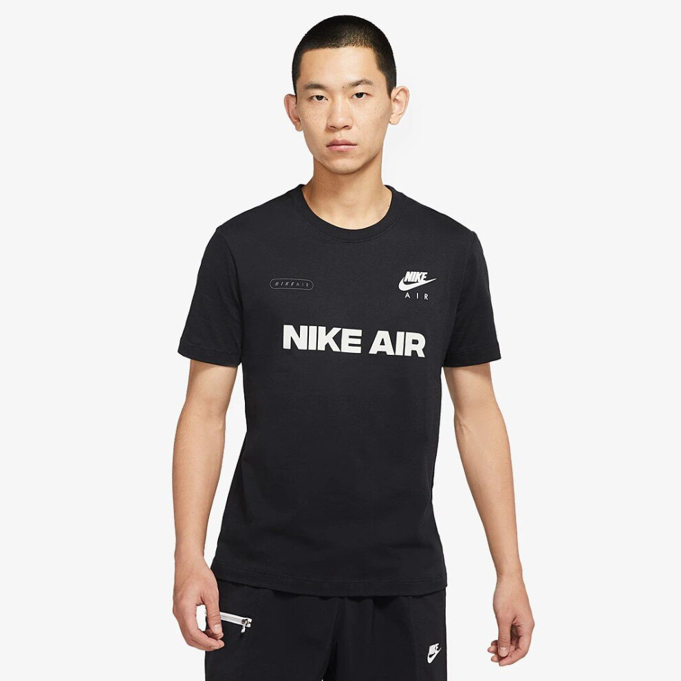 (DM6337-010 Nike Air Mens T Shirt Black S) Nike Air Mens Sports T Shirt in Black