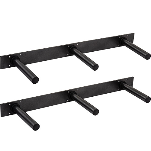 (Pair) GYM MASTER Olympic 2" Weight Plate Wall Mounted Storage Rack - Vertical or Horizontal 2