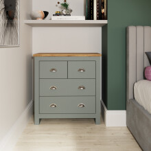 Lisbon 2+2 Drawer Chest Storage Bedroom Cabinet Furniture Light Grey