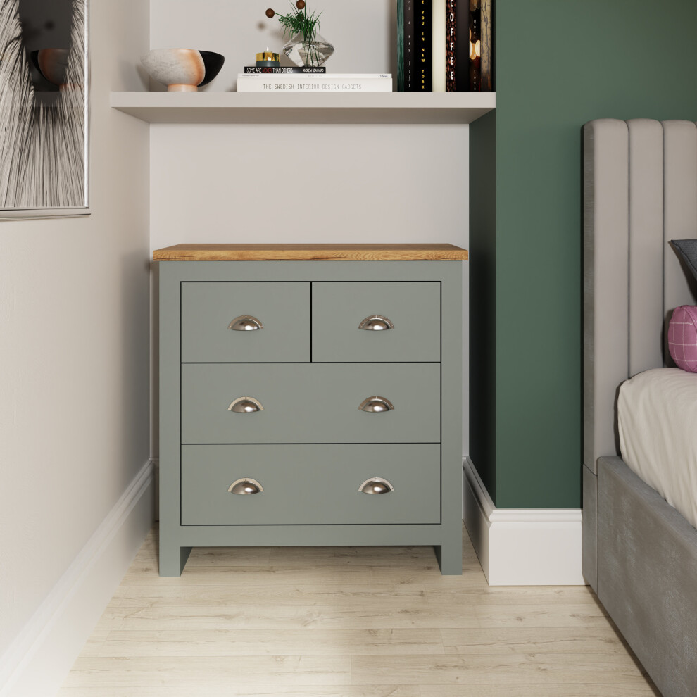 Lisbon 2+2 Drawer Chest Storage Bedroom Cabinet Furniture Light Grey
