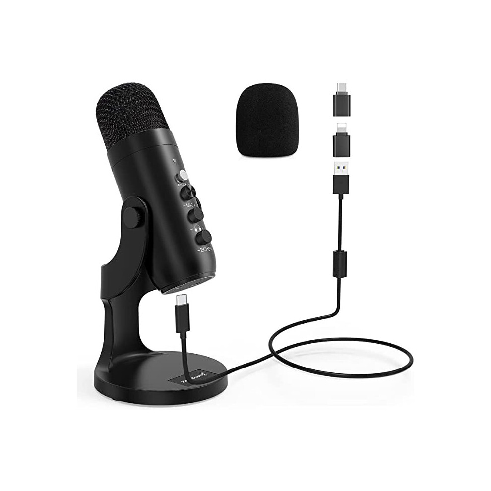 zealsound USB Microphone, Condenser PC Mic, W/Lightning adapter for iPhone