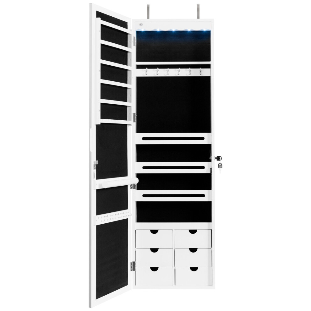 5 LED Lights Jewelry Cabinet Lockable Large Capacity Jewelry Organizer