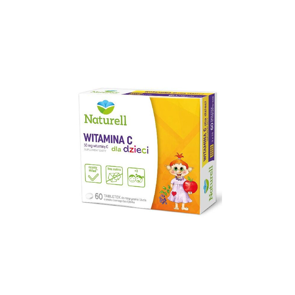 NATURELL VitaminC Children elderberry apple flavor-60chewable tablets