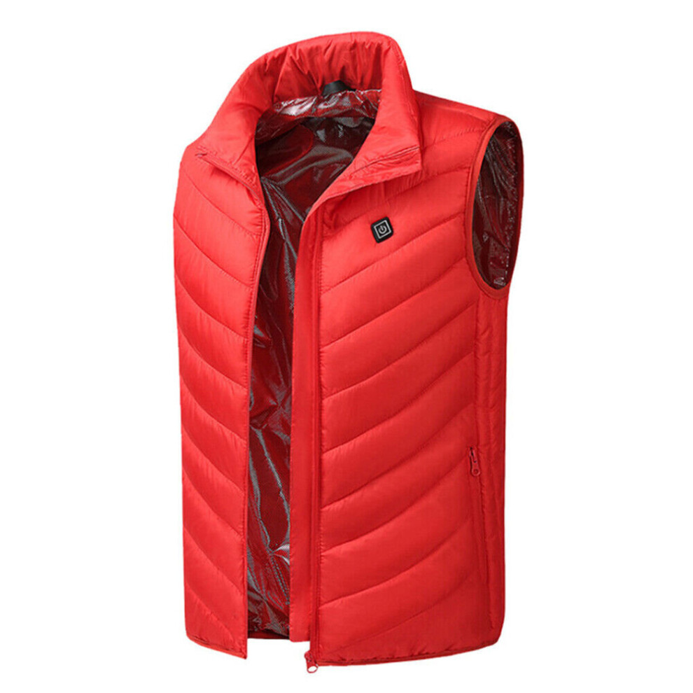 (Red, UK Size 3XL) Heated Vest Warm Winter Warm Electric USB Jacket Men Women Heating Coat Thermal