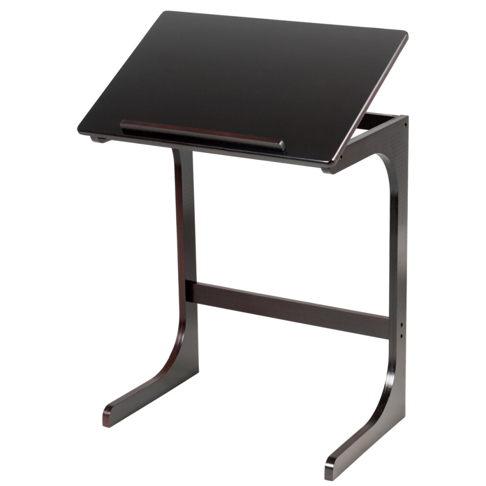 Tilting Top TV Tray Table C-shaped Bamboo Sofa Table Sturdy Side Table