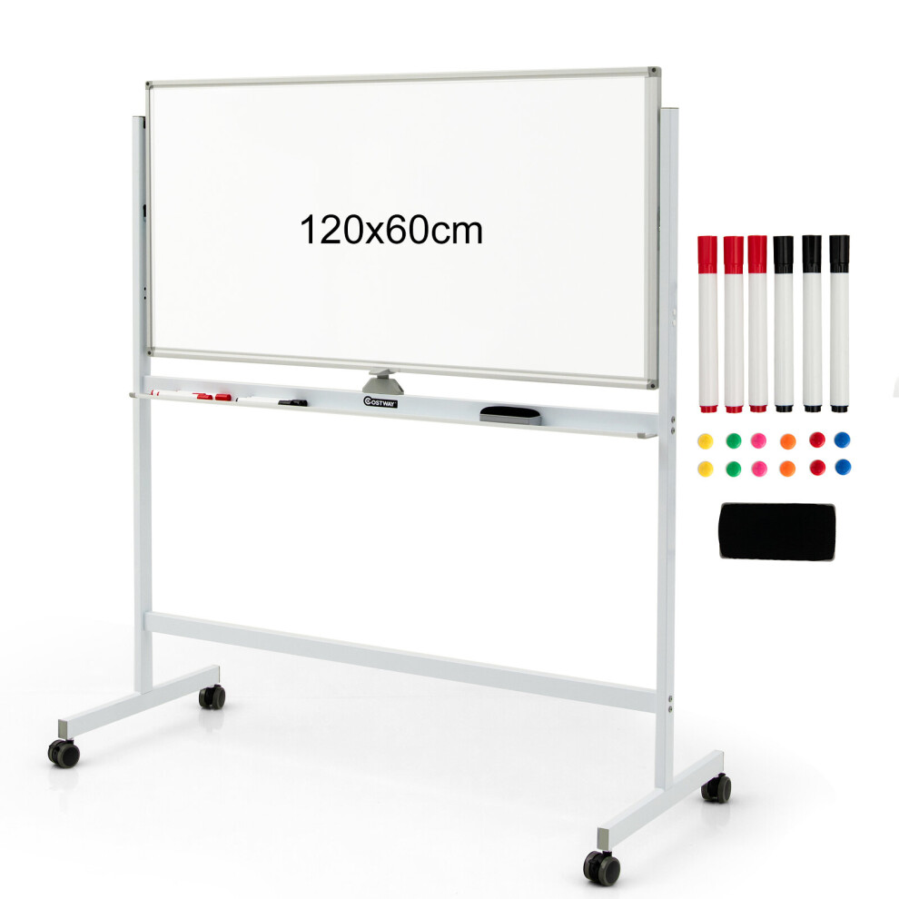 Double-Sided Magnetic Mobile Whiteboard Adjustable Dry Erase Board