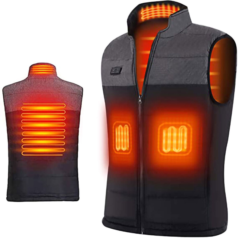 (Black (Women), UK S) Men Women Electric Heating Vest Sleeveless Heated Jacket Coat Skiing Dual Switch