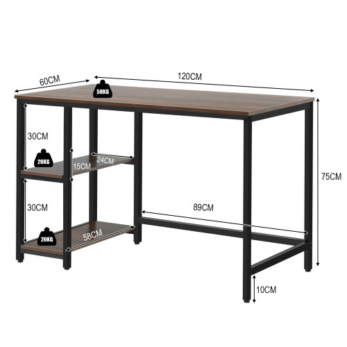 Costway 120 x 60cm Industrial Writing Desk Study Desk Gaming Table Workstation 1