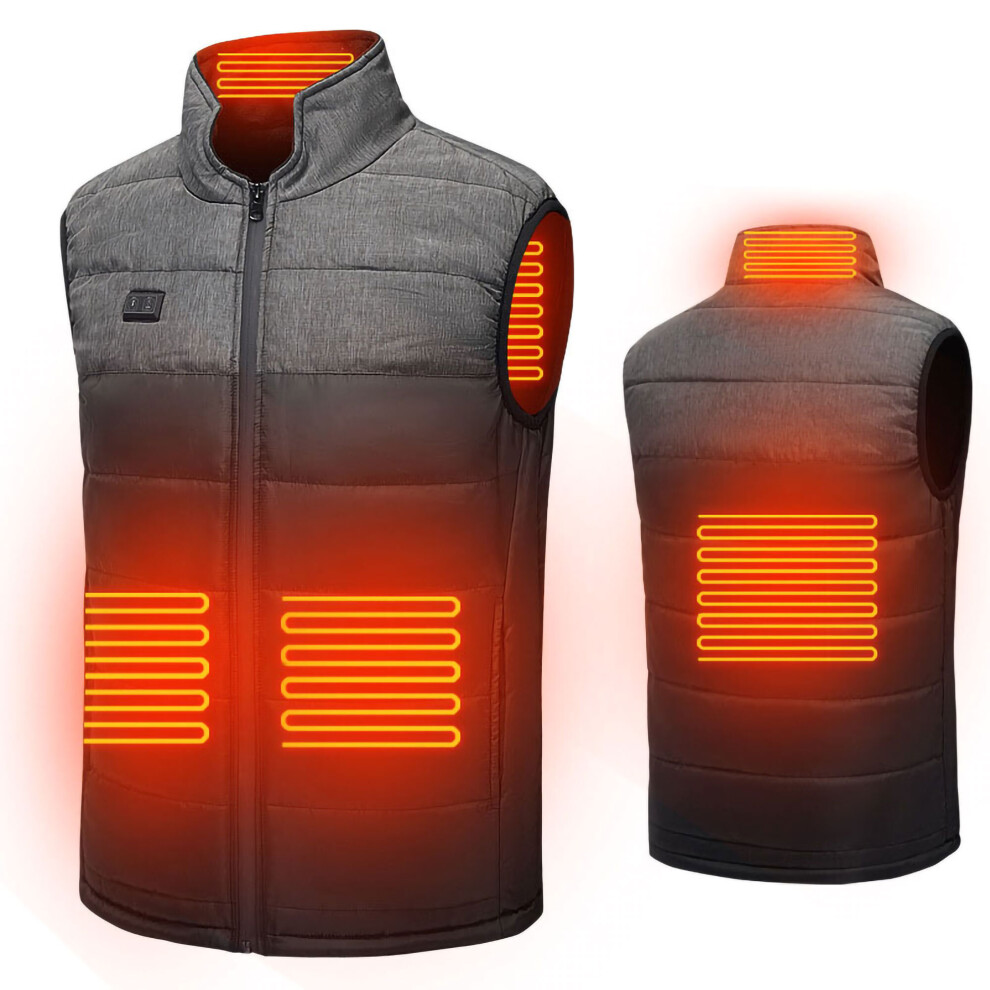 (Black Women, UK XL) Men Heated Vest Winter Jacket Dual Switch Electric USB Heating Coat Body Warmer