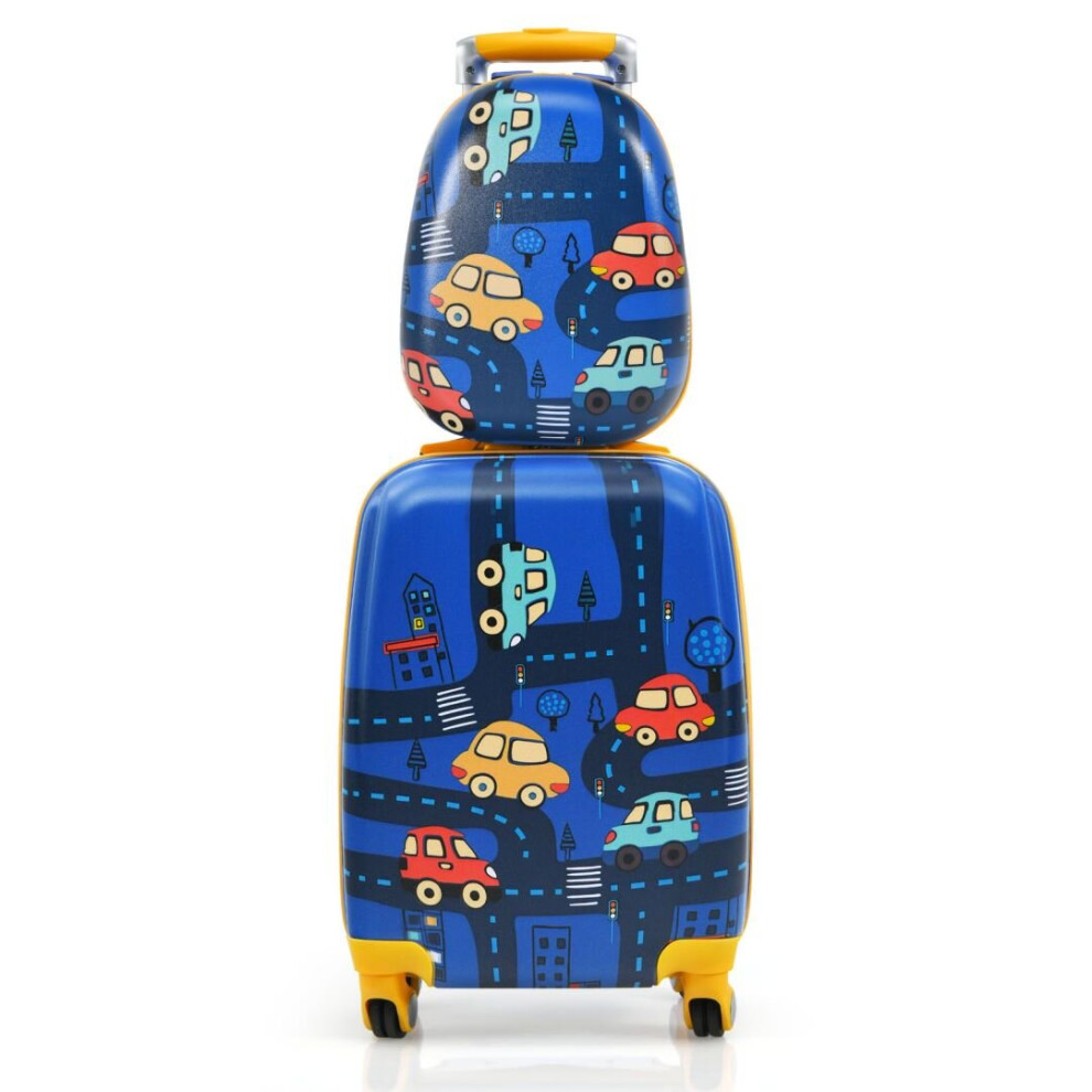 2PCS Kids Luggage Set 12" Backpack & 18" Carry-on Suitcase with Wheels