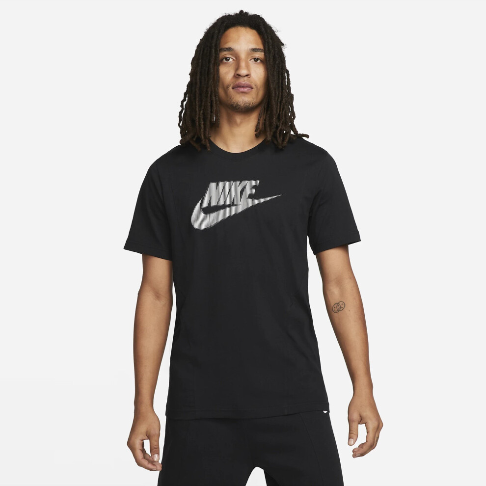 (DO7229-010 Nike Sports Mens T Shirt Black L) Nike Mens Black Sportswear Hybrid Short Sleeve T Shirt