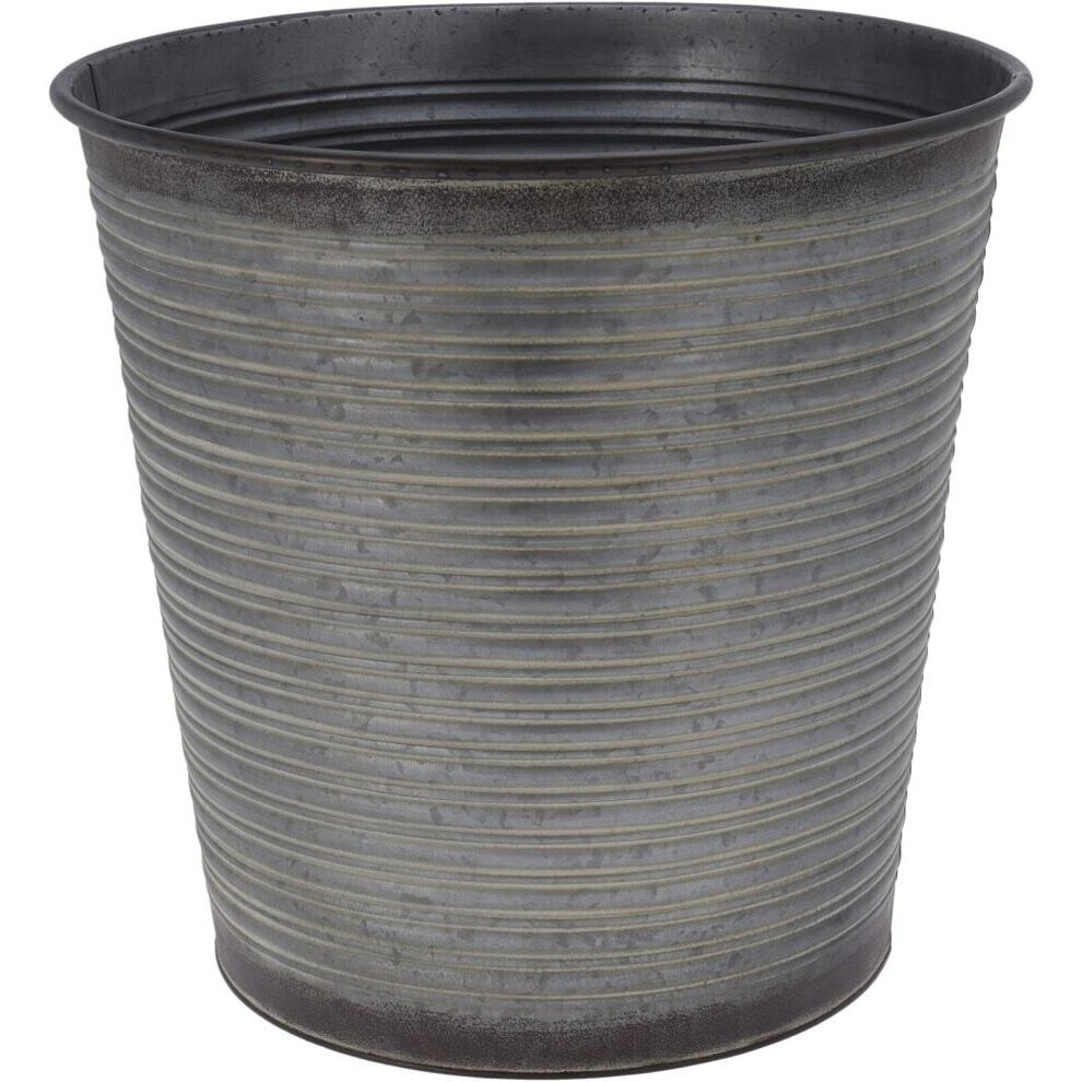 PLANTER ZINC ANTIQUE RIBBED RUSTIC FINISH LARGE