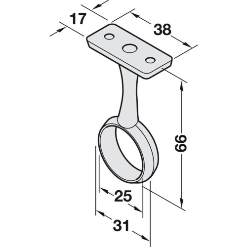 Hafele Wardrobe Rail Centre Support Chrome  25mm 1" 1
