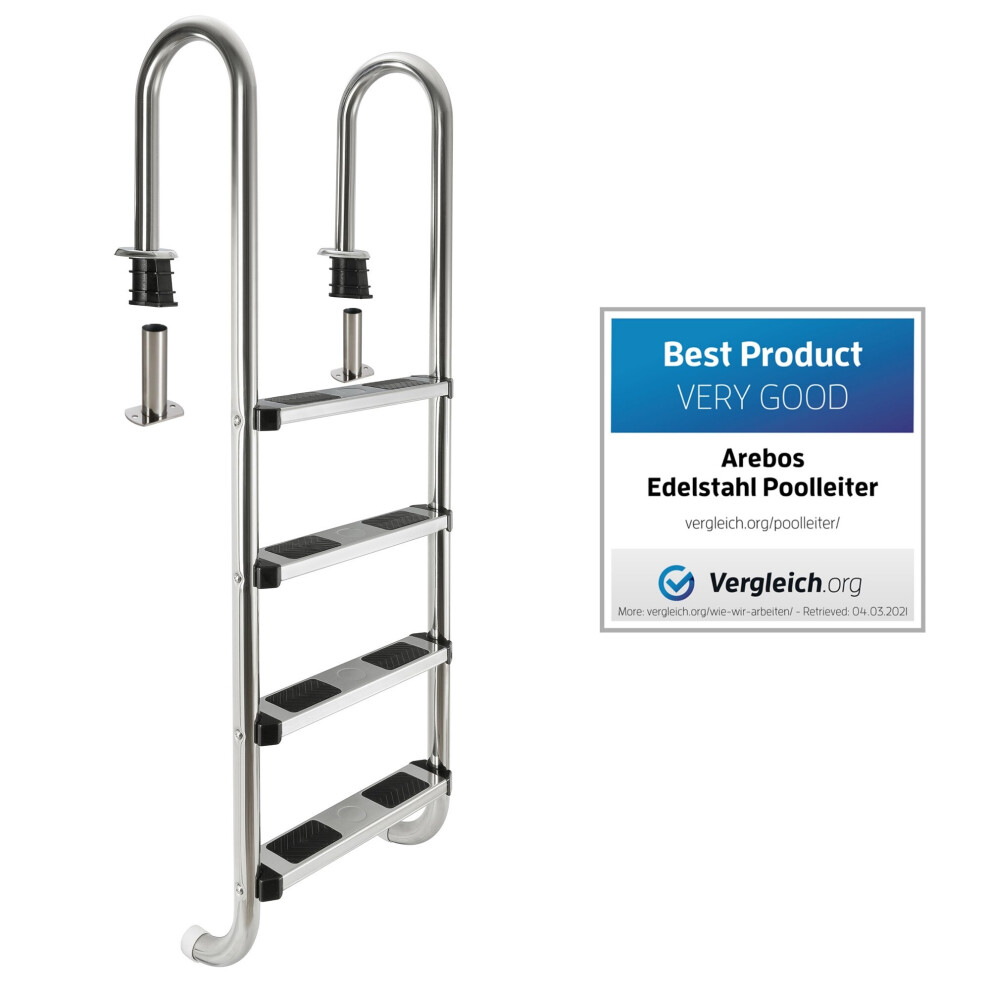AREBOS Pool Ladder | Installation Ladder | Swimming Pool | Stairs Entry Ladder | Anti-slip Surfaces on the Steps | 4 steps