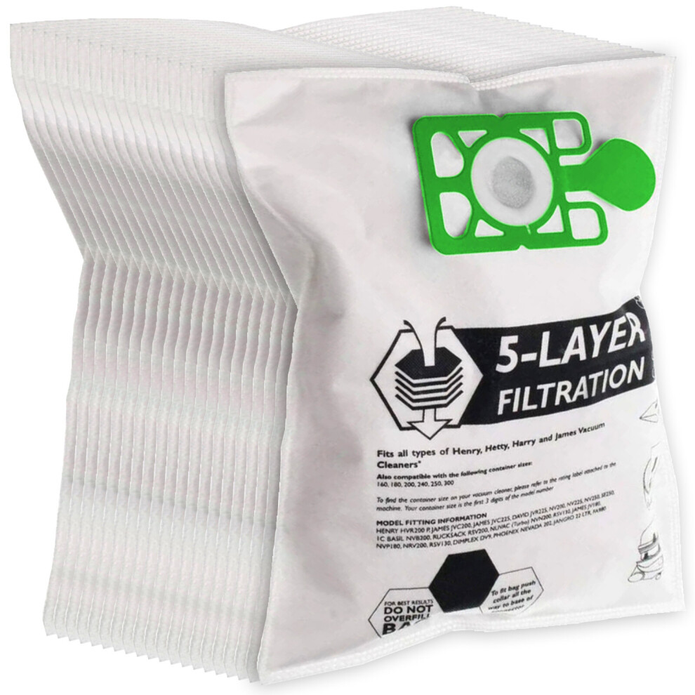 Spares2go Bags For Numatic Henry Hetty Vacuum Cleaner (Pack Of 20 Bags)