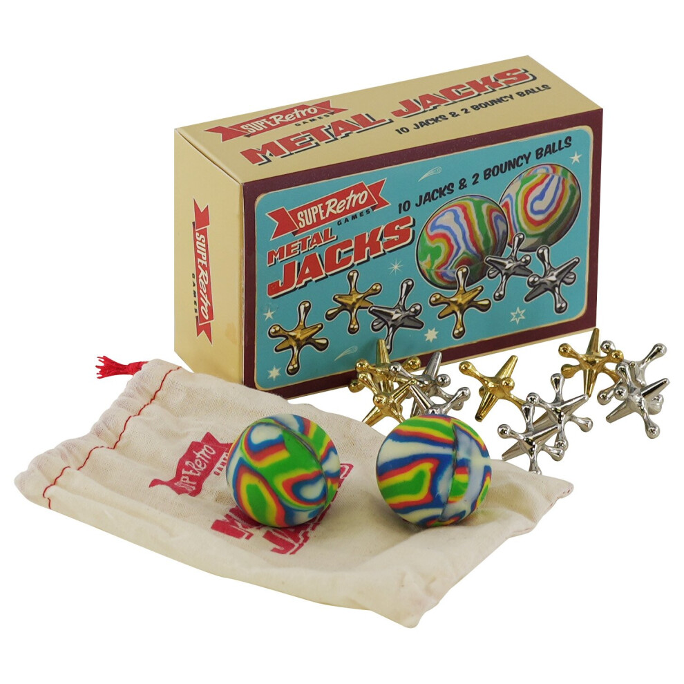 The Magic Toy Shop Retro Jacks Game Knucklebones Fivestones Metal Crosses Balls Party Bag Filler