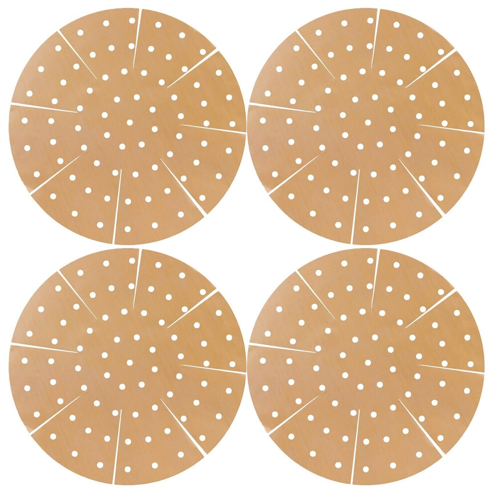 Universal Air Fryer / Multi Cooker Drawer Liners Non-Stick Round Perforated Mats (Brown, Pack of 4)