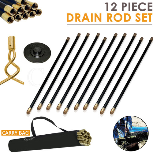 12 Piece 9m Drain Rods Plumbing Rod Set 2