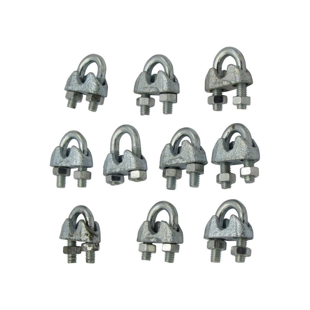 3MM Wire Rope Grips x10 - DIN741 Galvanised Cable Clamp Bulldog Clip