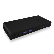 ICY BOX USB 3.0 & USB-C Docking Station met 2 HDMI, 6-poorts USB hub, LAN, audio, met standaard, zwart