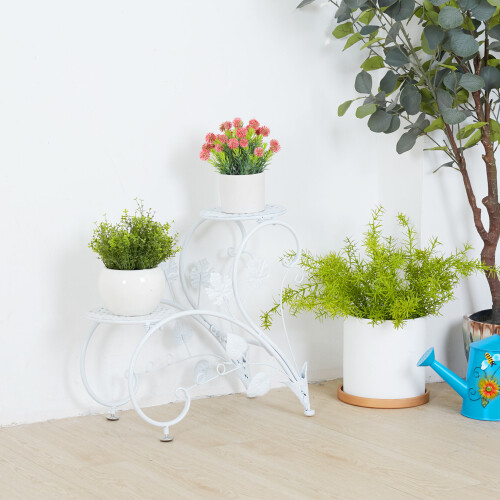 (White) 4 Tiers Plant Stand Flowers  Iron Display Rack 1