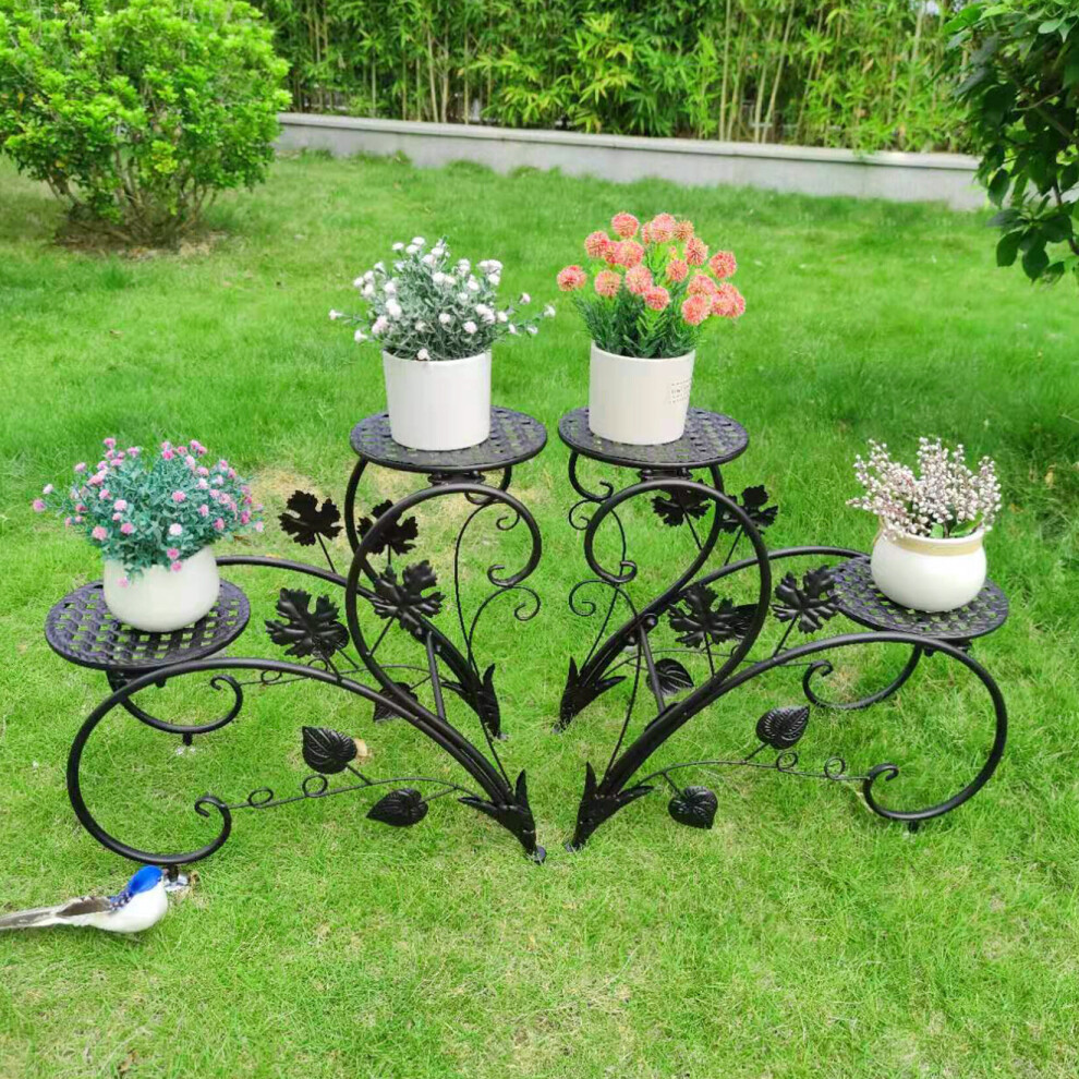 (White) 4 Tiers Plant Stand Flowers  Iron Display Rack