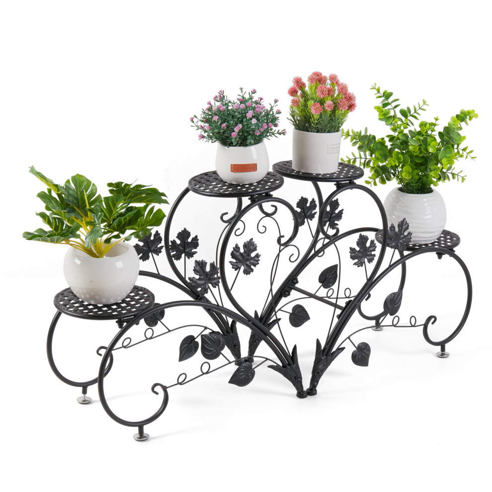 (Black) 4 Tiers Plant Stand Flowers  Iron Display Rack