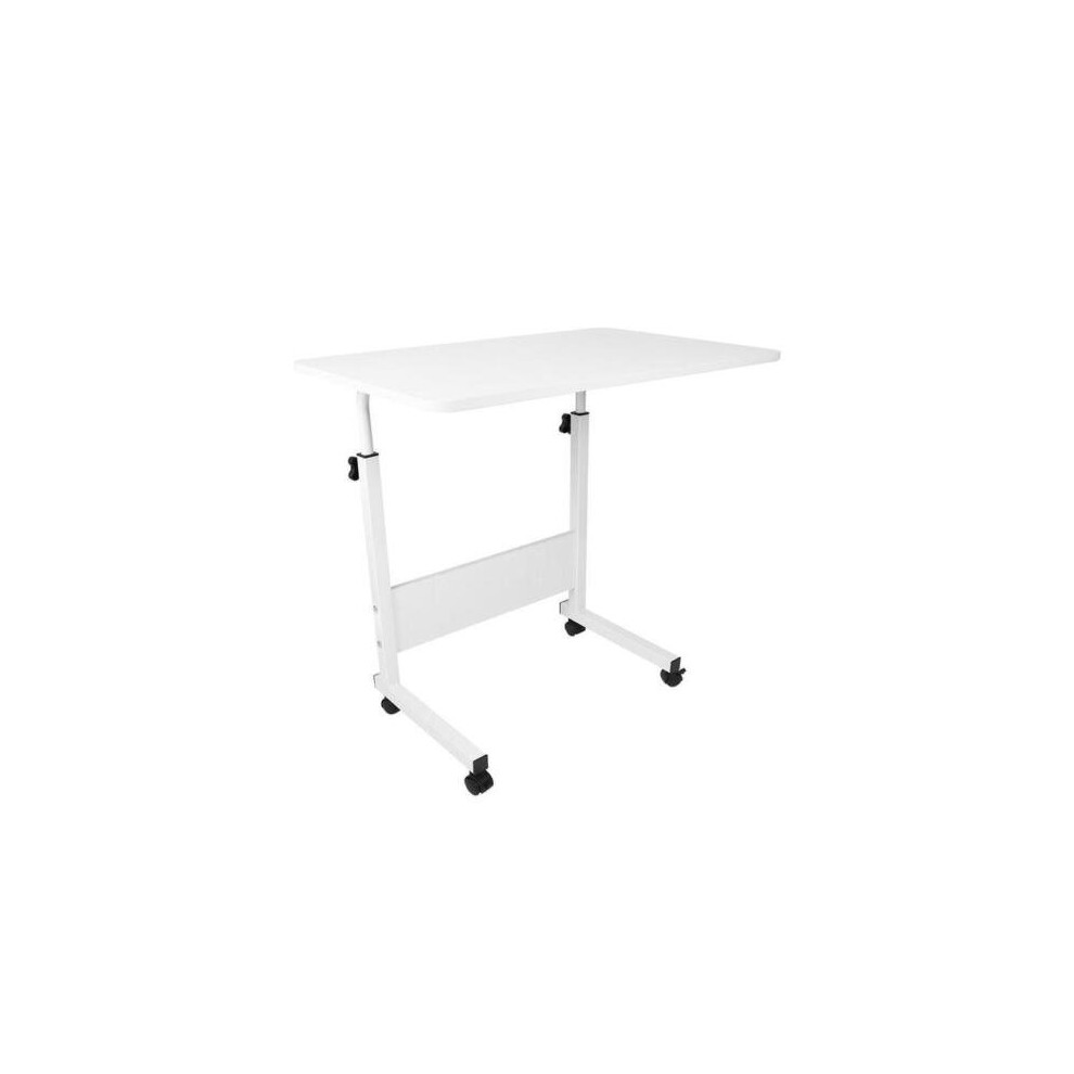 (White) Premzo Table Adjustable Height Desk Rolling Workstation Home Office Study Multi-Function Use