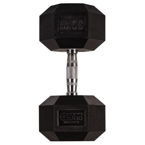 (30 kg, Single) GYM MASTER Hex Dumbbells Rubber Encased 1-30kg Cast Iron Weight Lift Set Pair
