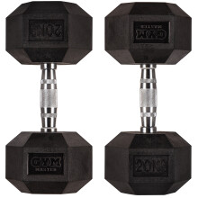 (20 kg, Pair) GYM MASTER Hex Dumbbells Rubber Encased 1-30kg Cast Iron Weight Lift Set Pair