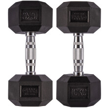 (10 kg, Pair) GYM MASTER Hex Dumbbells Rubber Encased 1-30kg Cast Iron Weight Lift Set Pair