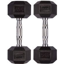 (5 kg, Pair) GYM MASTER Hex Dumbbells Rubber Encased 1-30kg Cast Iron Weight Lift Set Pair