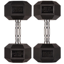 (15 kg, Pair) GYM MASTER Hex Dumbbells Rubber Encased 1-30kg Cast Iron Weight Lift Set Pair