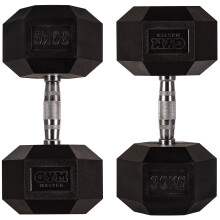 (30 kg, Pair) GYM MASTER Hex Dumbbells Rubber Encased 1-30kg Cast Iron Weight Lift Set Pair