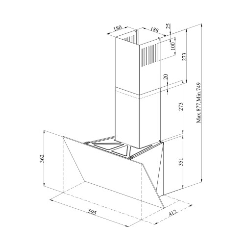 Ferre H601PWHS35 60cm Cooker Hood Extraction Rate 650 m³/h on OnBuy