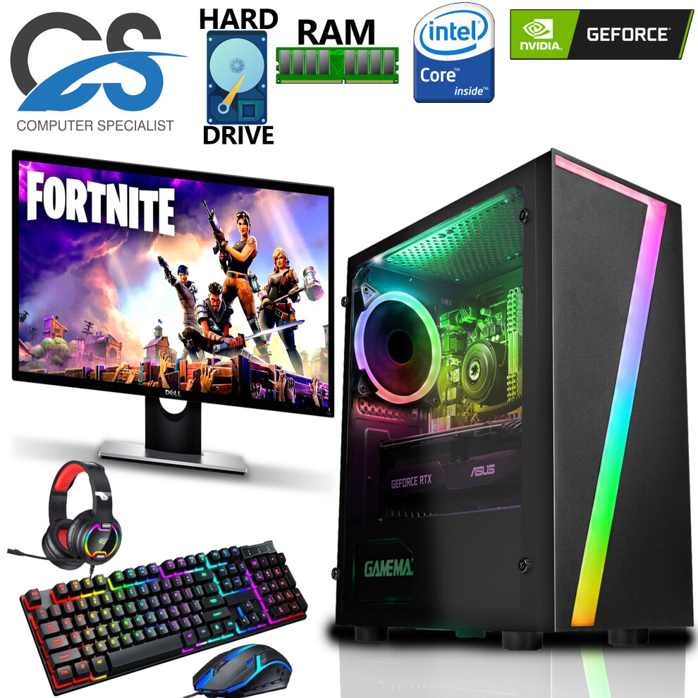 Fast Gaming PC Bundle Core i7 16GB 480GB SSD Windows 10 Nvidia GTX1650