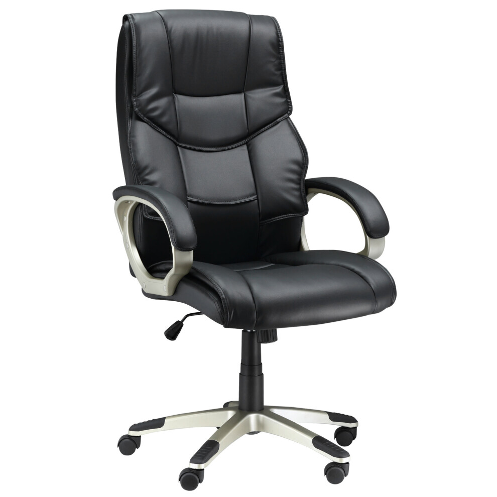 HOMCOM Executive Office Chair Faux Leather Computer Desk Chair w/ Wheel in Black - Image 5
