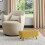 Living And Home Rectangular Tofu-shaped Footstool with Solid Wooden Legs Yellow 2