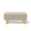 Living And Home Beige Linen Rectangular Footstool with Solid Pine Legs — Tofu-Shaped, Cushioned, Removable Cover 3