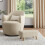 Living And Home Beige Linen Rectangular Footstool with Solid Pine Legs — Tofu-Shaped, Cushioned, Removable Cover 2