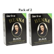 Colour For Me Henna Powder Hair Colour Black - Pack of 2 (60g each, 12x10g sachets) No Ammonia, No Developer, Natural Henna