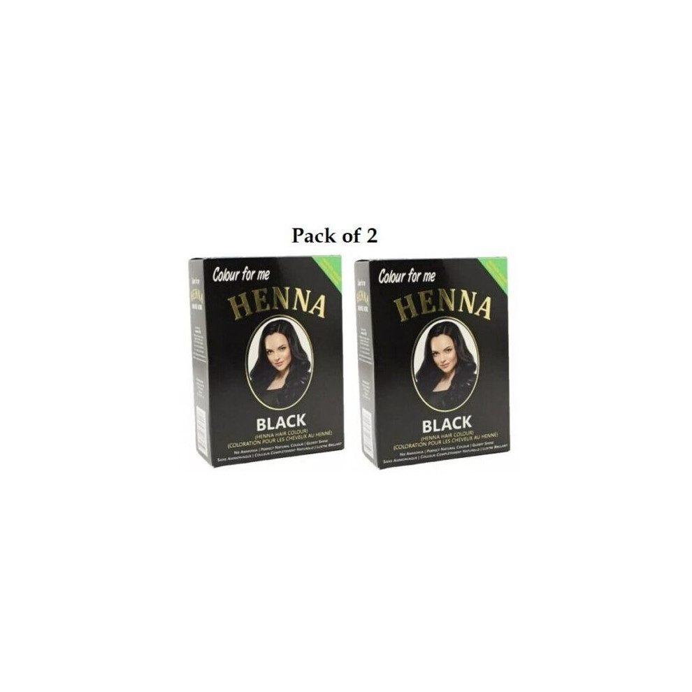 Colour For Me Henna Powder Hair Colour - Pack Of 2 (60G Each, 12X10g Sachets) No Ammonia, No Developer, Natural Henna Black