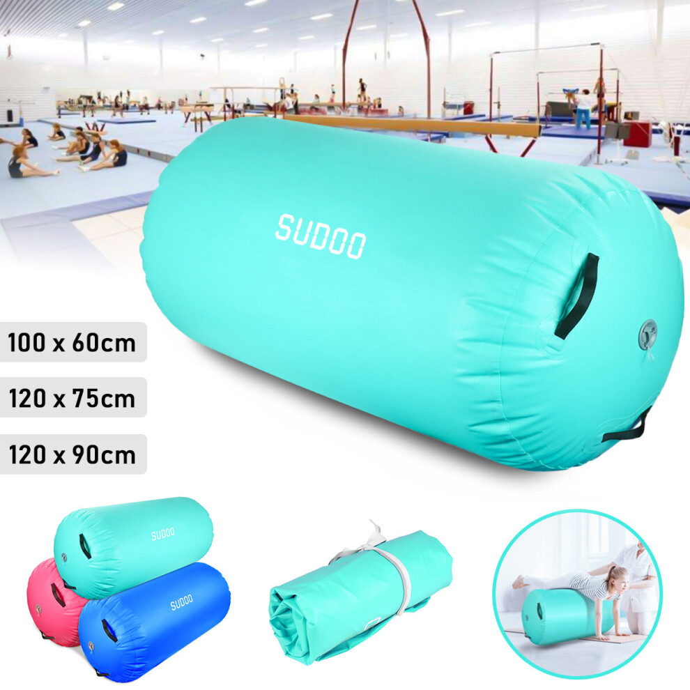 (Green, 120 x 75 cm) Inflatable Air Roller Gymnastics Mats Air Roll Air Barrel Tumbling Mat