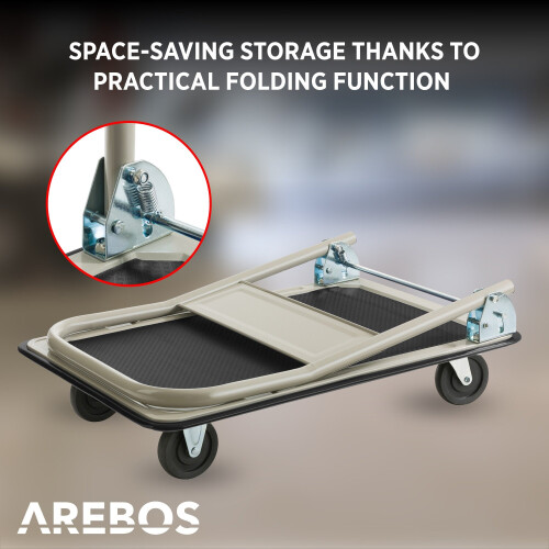 AREBOS Platform trolley - 150kg, black 1