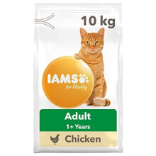 IAMS for Vitality Dry Cat Food with Fresh Chicken – Adult Cats 1–6 Years, 10kg Bag, Supports 7 Signs of Vitality