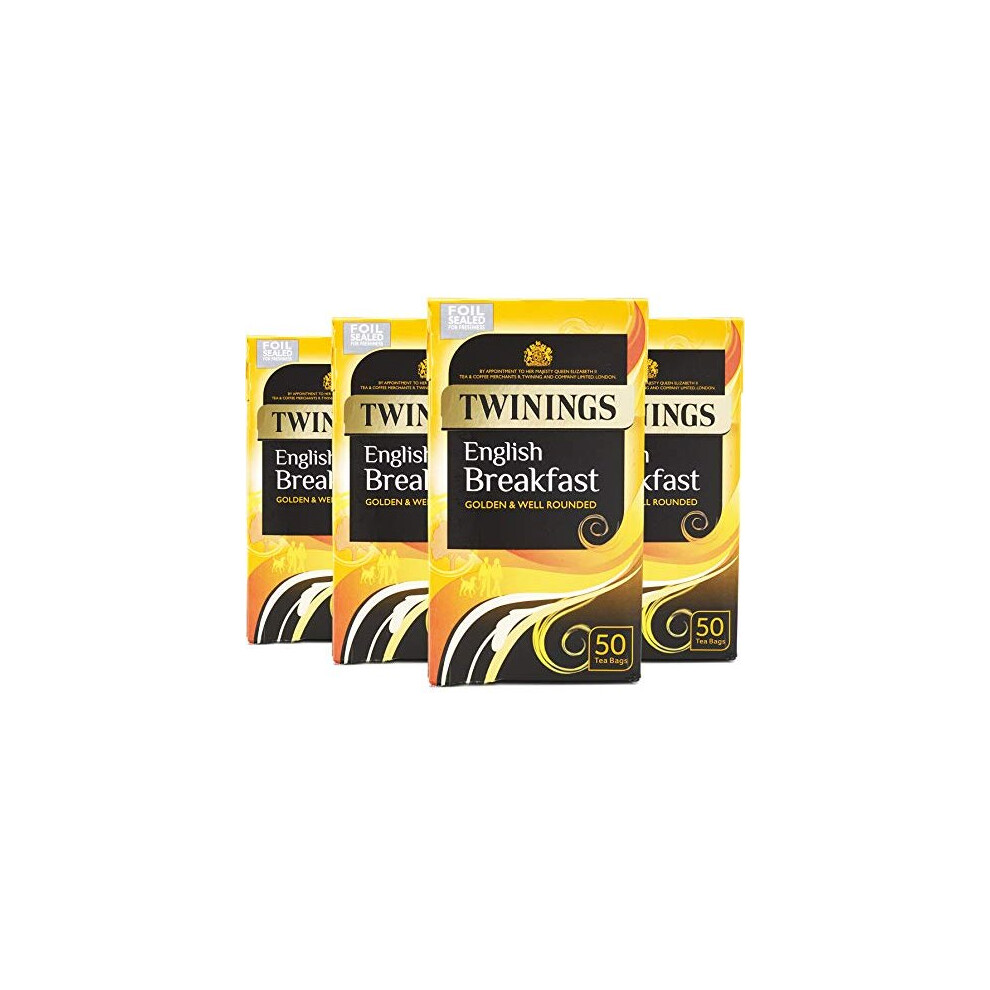 Twinings English Breakfast Tea 200 Tea Bags (Multipack of 4 x 50 Tea Bags)