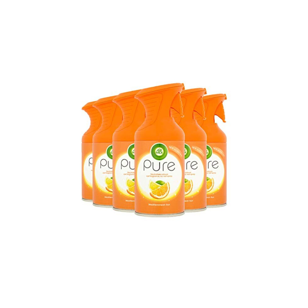 Air Wick Air Freshener, Pure Air Freshener Spray, Mediterranean Sun, 250 ml, Pack of 6