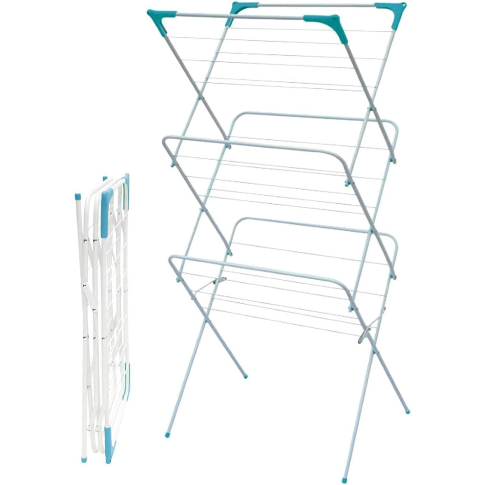AAMEN 3 Tier Clothes Airer With Metal Stand, Outdoor & Indoor Airer