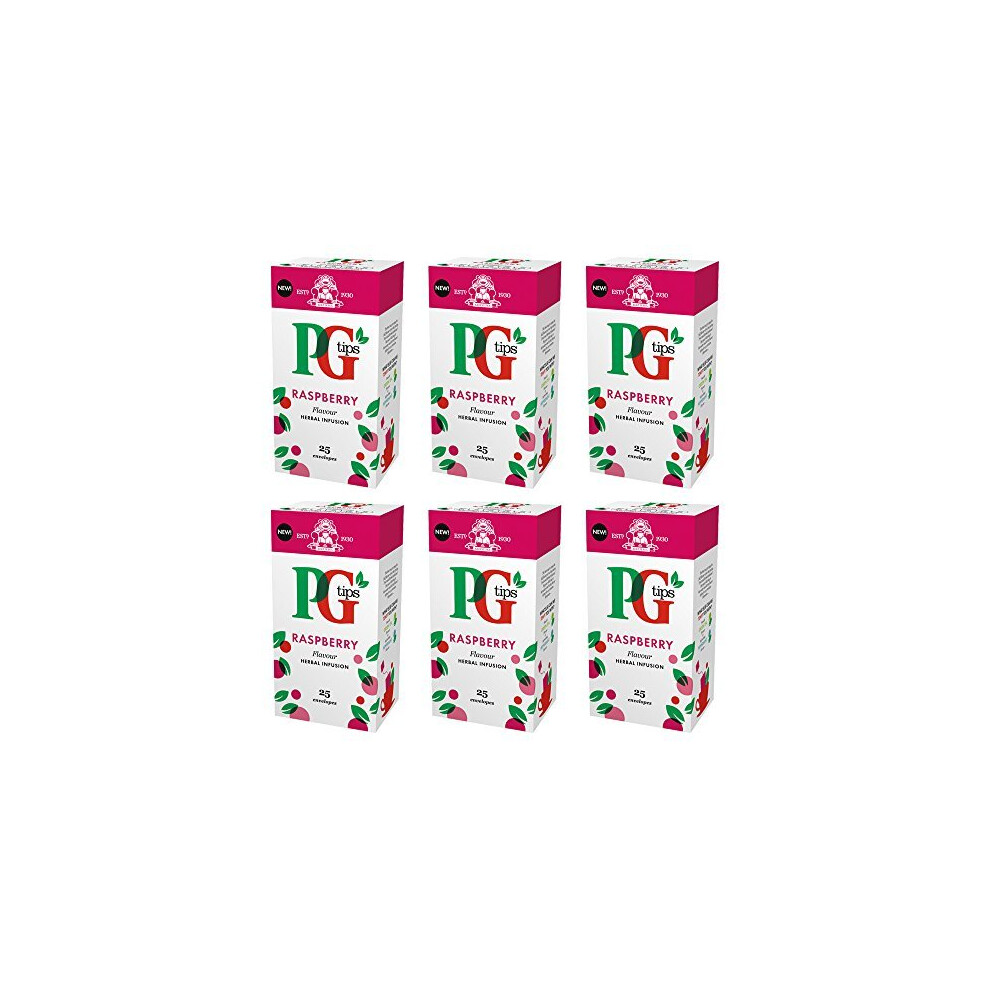 PG tips Raspberry Infusion 25 Enveloped Bags, Pack of 6