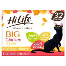 HiLife it's only natural - Complete Wet Cat Food - The Big Chicken One in Jelly - 100% Natural Ingredients Grain Free, 32 Pouches x 70g